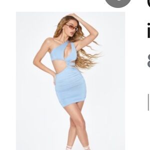 Oh Polly Sky Blue Asymmetrical Cut-Out Dress